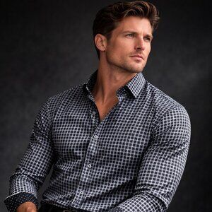 Bugatchi Classic Fit Geometric Print Button-Down Shirt – Size XXL